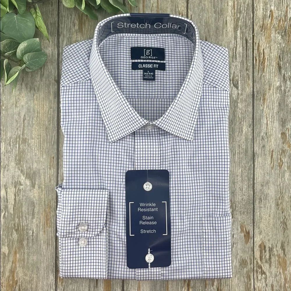 Men's Classic Dress Shirt with Long Sleeves, Size L
